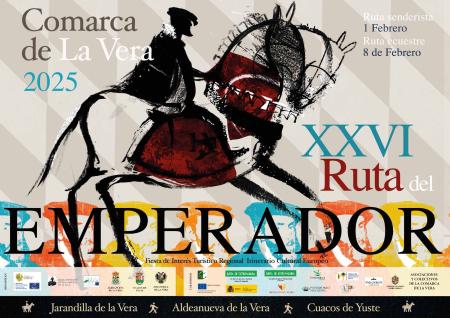 Imagen Tríptico XXVI Ruta del Emperador 2025 con toda la información relativa a horarios, actividades y eventos