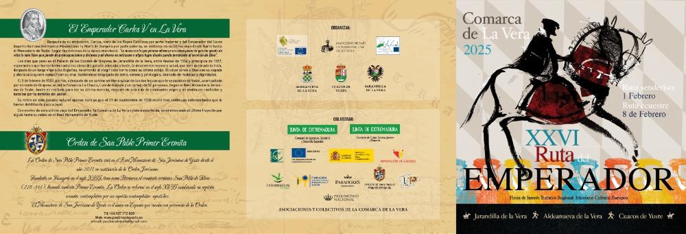 Imagen Tríptico XXVI Ruta del Emperador 2025 con toda la información relativa a horarios, actividades y eventos