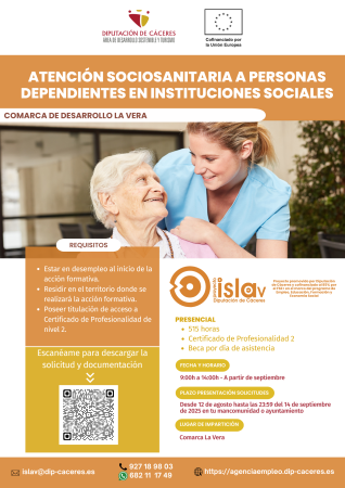Imagen Proyecto ISLA de desarrollo en la Comarca de la Vera. ATENCIÓN SOCIOSANITARIA A PERSONAS DEPENDIENTES EN INSTITUCIONES SOCIALES